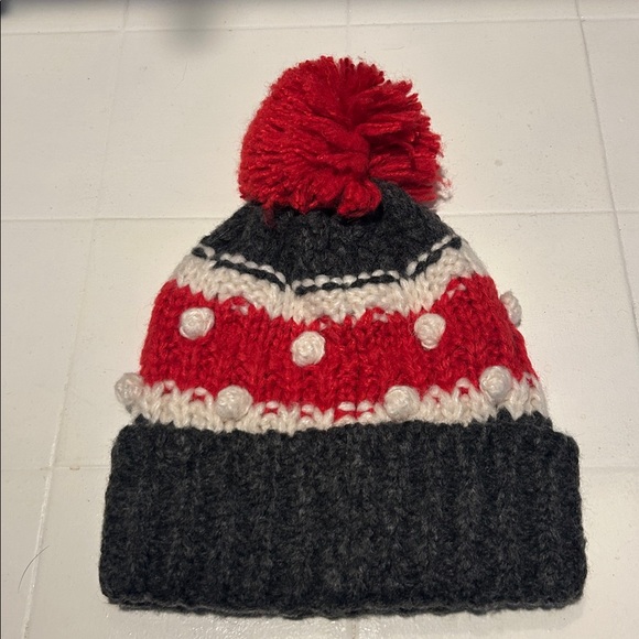 J. Crew NWT Chunky Knit Bobble Beanie in Stripe - Picture 2 of 3